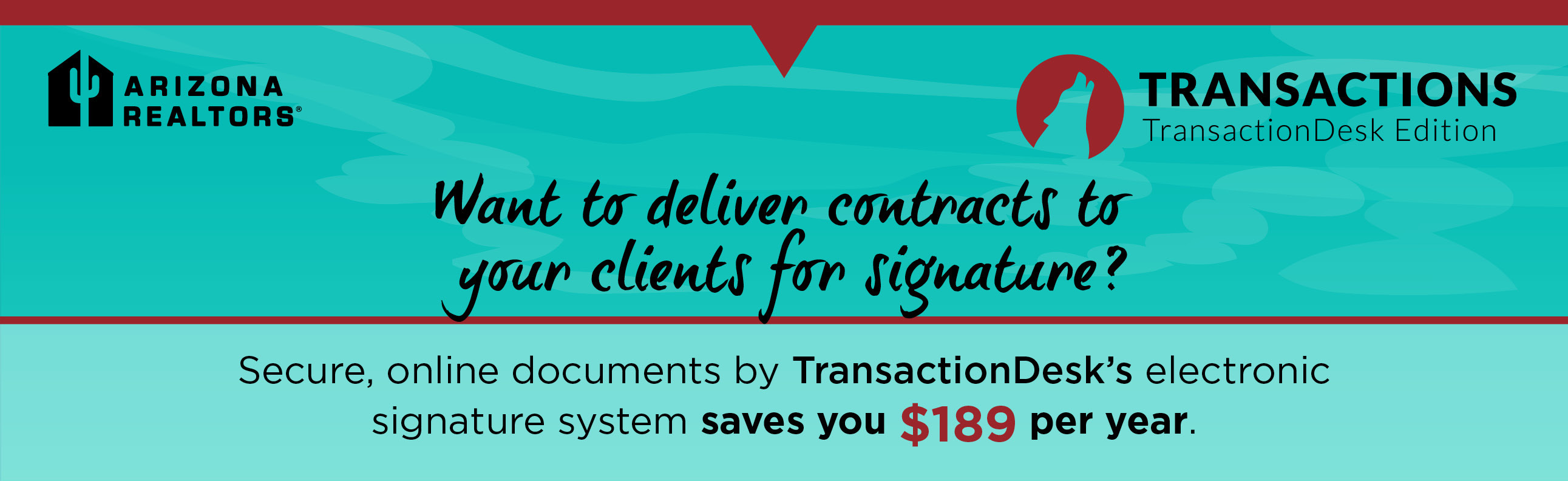 Secure, online documents by TransactionDesk's electronic signature system saves you $189 per year.