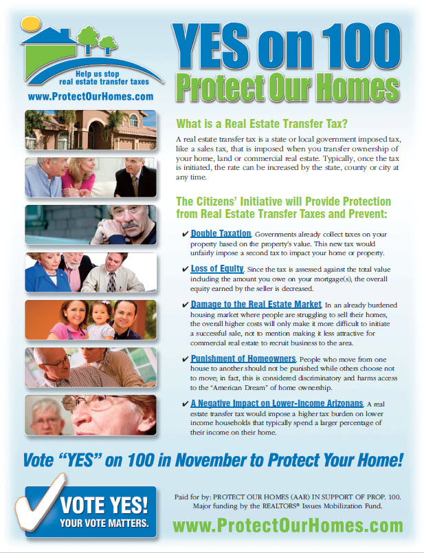 Vote Yes on Prop 100 flyer